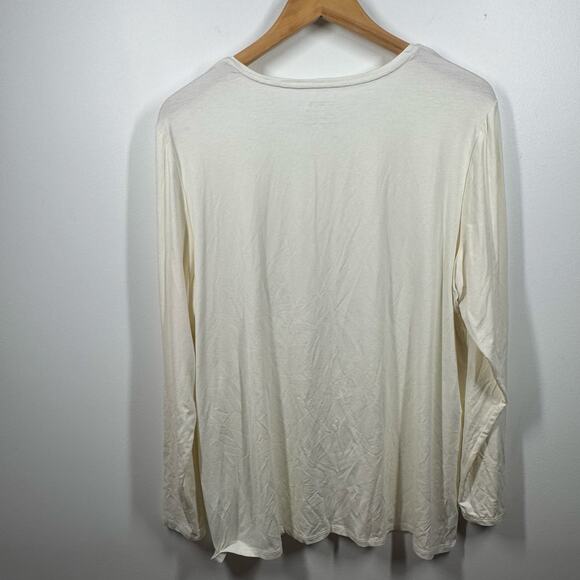 Chico's The Ultimate Tee Women XL Cream Crew Neck Long Sleeve Shirt Spring Relax - Picture 2 of 7